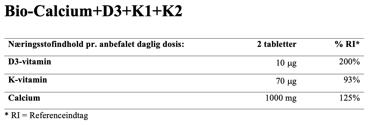 Bio-Calcium+D3+K1+K2 150 stk.