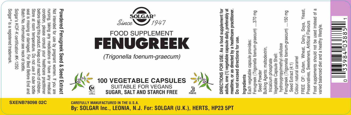 Fenugreek (bukkehornsfrø extract) 100 stk.