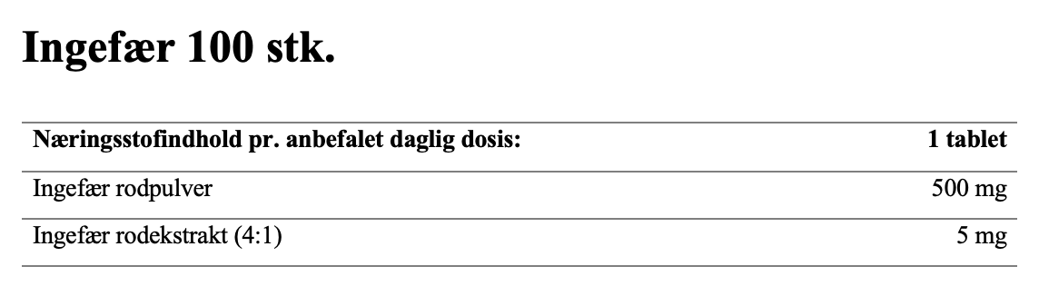 Ingefær 520 mg 100 stk.