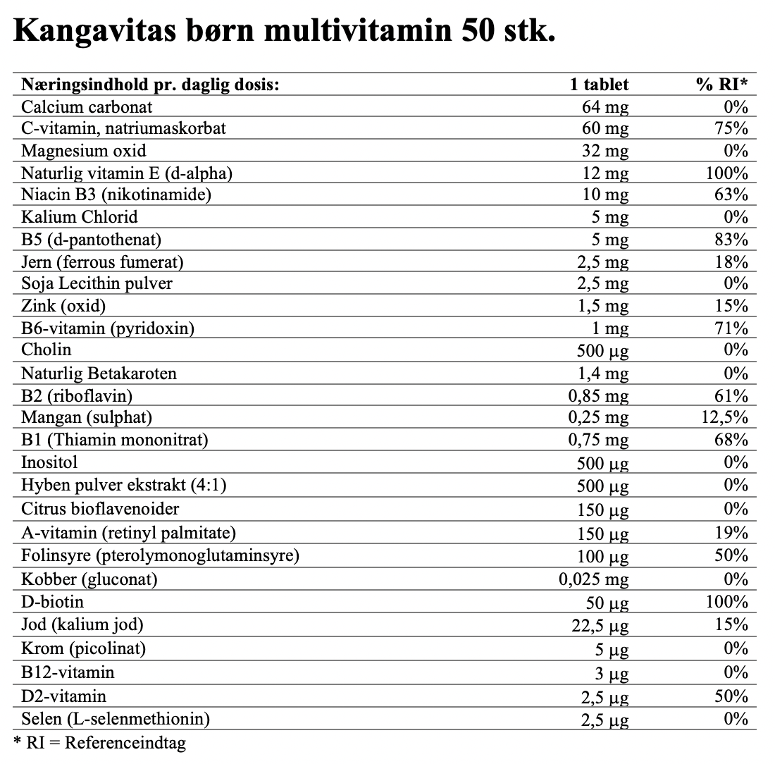 Kangavitas børn multivitamin 50 stk.