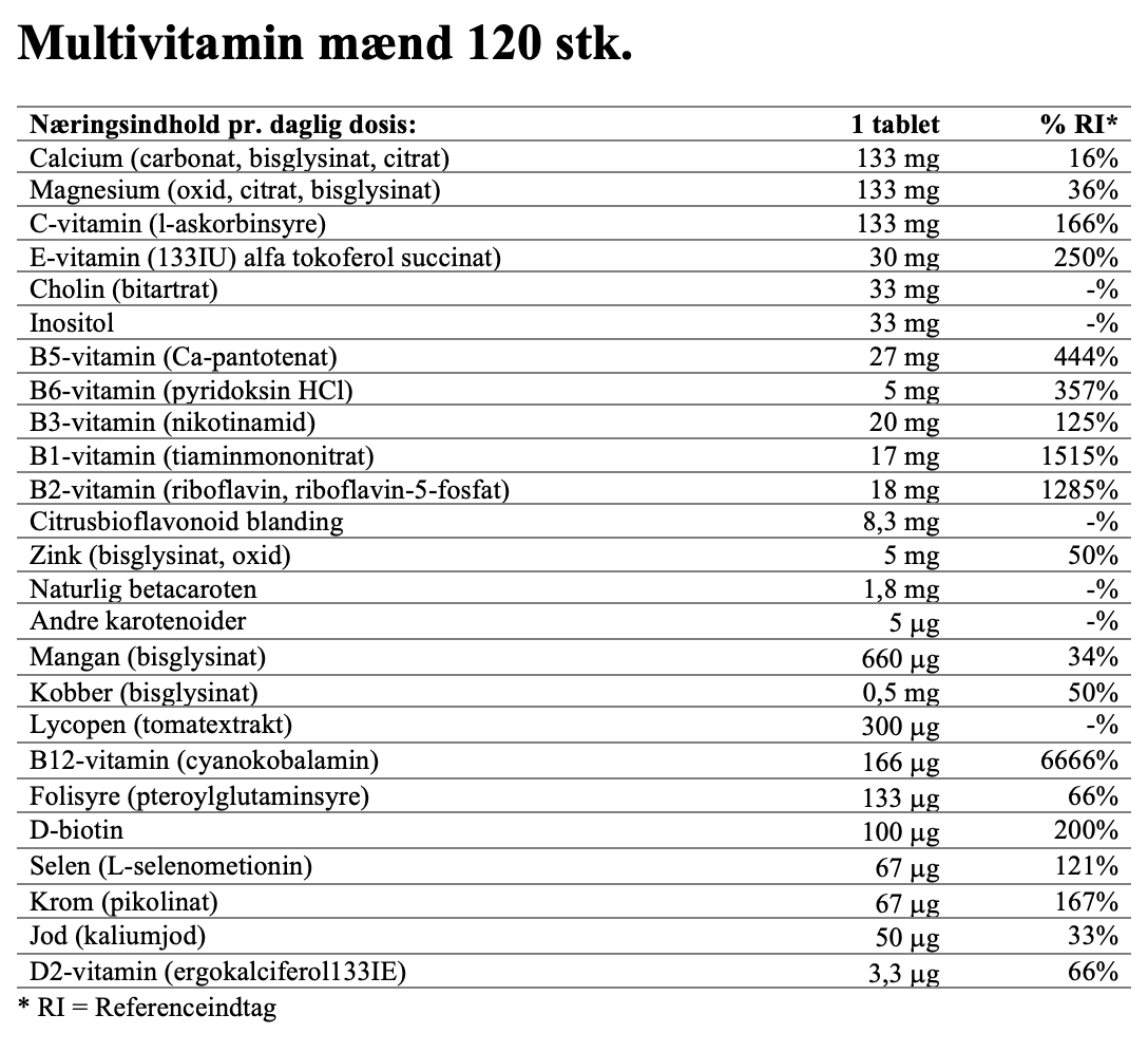 Male multivitamin 120 stk.