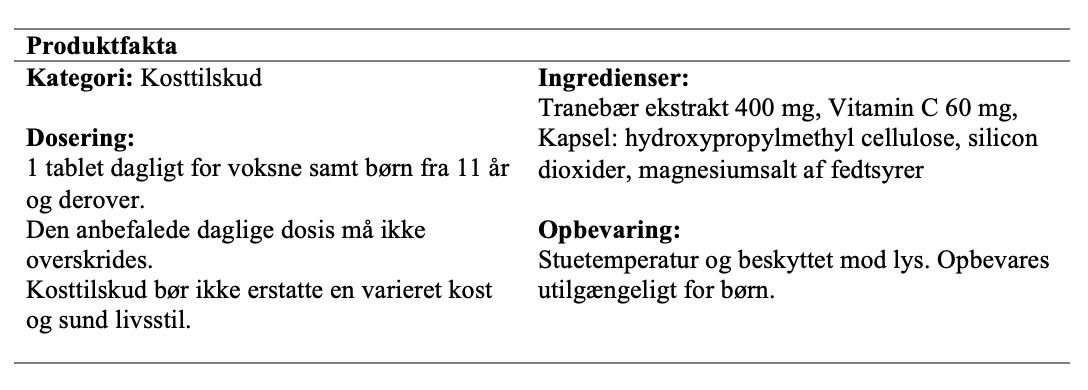 Naturlig tranebær med C-vitamin 60 stk.